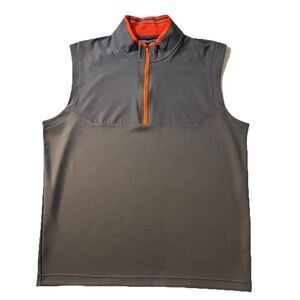 Men’s Nike Golf Tour Performance Mini Check Half Zip Vest Sz L Gray Orange
